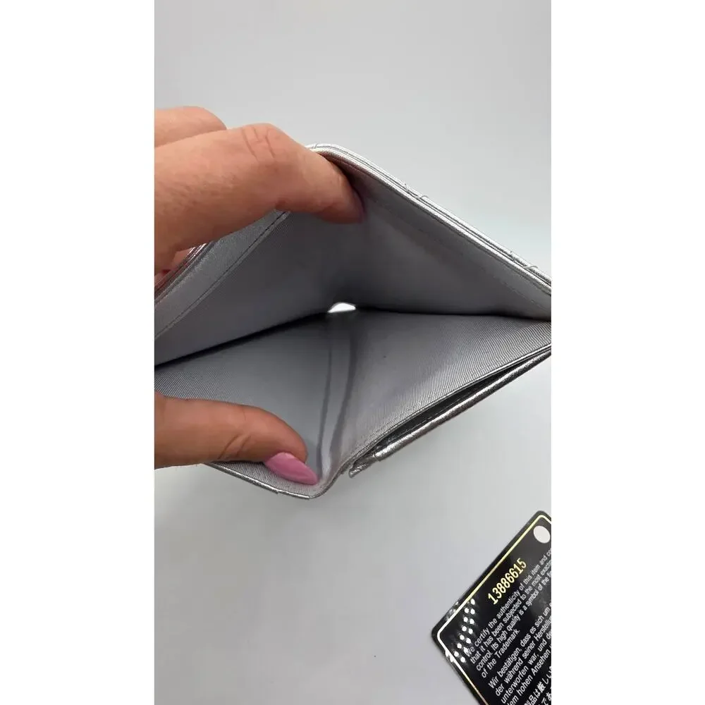 Chanel Silver-tone Interlocking CC Yen Wallet Bifold Wallet